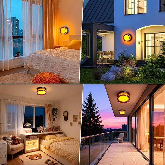 Round LED Wall Sconce Light, Waterproof IP65 9W 3000K Warm White Modern Wall Sconces, Hardwired Minimalist Indoor Wall Lights for Bedroom, Hallway, Staircase, Living Room, Background Decor Lighting