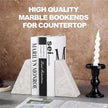 Marble Bookends for Heavy Books, Decorative Book Ends for Shelves, Durable and Heavy-Duty Bookends for Hardback Book & CDS, Off-White Unique Books Stopper & Holder, Set of 2