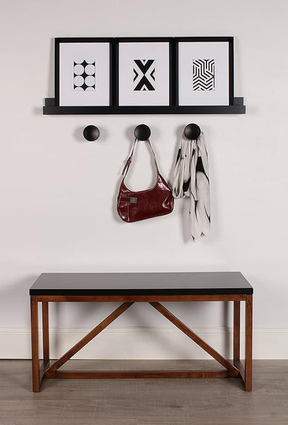 Kate and Laurel Levie Wood Floating Wall Shelf Picture Frame Holder Ledge, Black