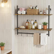 Merapi Industrial Pipe Floating Shelf with Towel Bar & Hooks - 31.5