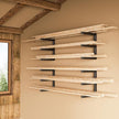 YYR Wood Organizer and Lumber Storage Rack Wall Mount, Heavy Duty Metal Shelf with 6-Level Holds Up 1200 LBS, Indoor & Outdoor Use - Black