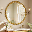 Round Mirror for Wall, 36 Inch Gold Beaded Frame Decorative Vanity Mirror, Circle Bathroom Mirror with High-Definition Lense, Modern Wall Decor for Bathroom, Living Room, Bedroom, Entryway