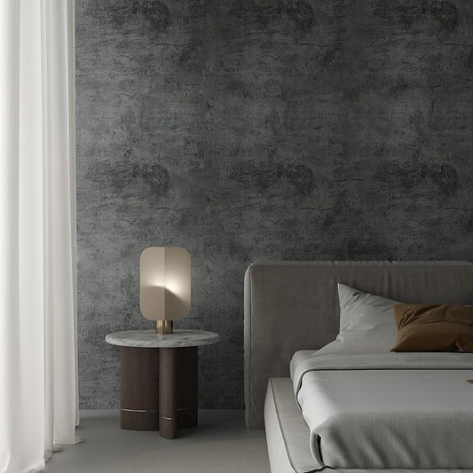 48x590inch Extra Wide Blue Grey Concrete Wallpaper Peel Stick Dark Cement Look Contact Paper Matte Thicken Adhesive Waterproof Vinyl Wall Paper for Apartments Office Retro Industrial Style Cement Gray