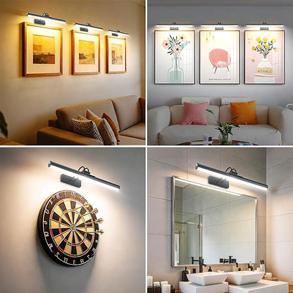 Picture Light,Wireless Art Light Stick-On,Magnetic Wall Light,Battery Accent Light with Timer and Dimmable for Painting,Frame,Portrait,Artwork-Black 16"