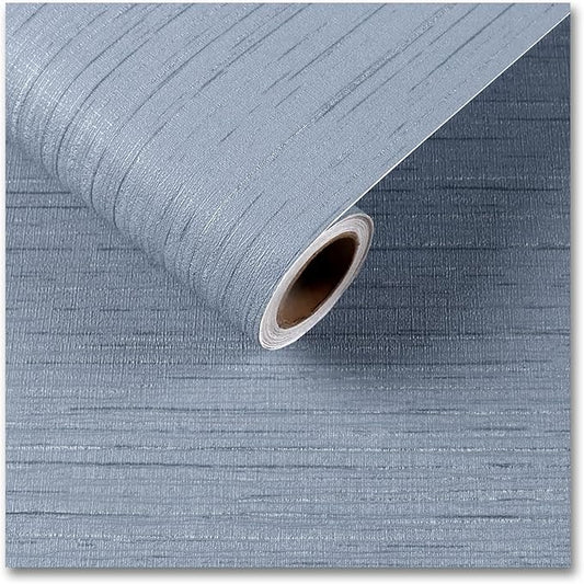 CRE8TIVE 24"x118" Wide Light Blue Grasscloth Peel and Stick Wallpaper Fabric Linen Textured Wallpaper Removable Self Adhesive Grasscloth Contact Paper Waterproof Vinyl Paper for Cabinets Drawers Walls