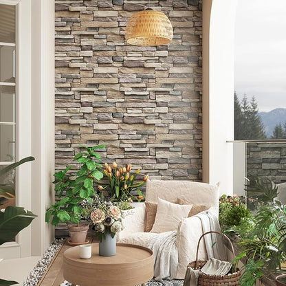 Abyssaly Stone Wallpaper Brick Wallpaper Peel and Stick Stone Backsplash Self-Adhesive Removable Vinyl Wraps Grey Faux Brick Shelf Paper 17.71" X 118" Home Decorations Contact Paper