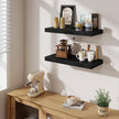 Fun Memories 24 Inch Floating Shelves Wall Mounted, 10 Inch Deep Wall Shelves, 24 x 10 Floating Shelf for Living Room Bathroom Bedroom, Black, Set of 2