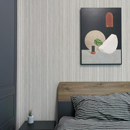 20.8" x 196.8" Thick Peel and Stick Grasscloth Wallpaper, Grey Linen Wallpaper Self-Adhesive Fabric Wall Paper