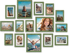 Vittanly 15 Pack Picture Frames Collage Wall Decor for Mounting or Tabletop Display, Gallery Frame Set for Family, Multi Sizes Including 3pcs 8x10, 6pcs 5x7, 6pcs 4x6, Rustic Green