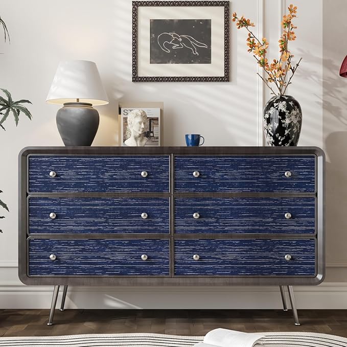 CRE8TIVE Dark Blue Grasscloth Wallpaper Peel and Stick Fabric Woven Textured Wallpaper Faux Grasscloth Contact Paper for Walls Prepasted Renter Friendly Blue Wall Paper for Bathroom Bedroom 12