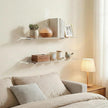 iobiotio Small Floating Shelves, 15'' Shelves for Wall, Decorative Floating Shelves for Home Office, Wall Mounted Rack, Clear, 2 Pcs