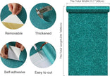 CHIHUT Teal Blue Glitter Wallpaper Stick and Peel for Bedroom Walls 15.7''x236'' Removable Teal Sparkle Wallpaper Decorative Shiny Glitter Contact Paper Self Adhesive Fabric Roll for Drawer Dresser