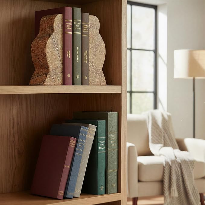 Creative Co-Op Decorative Marble Wave Bookends, Forest Brown