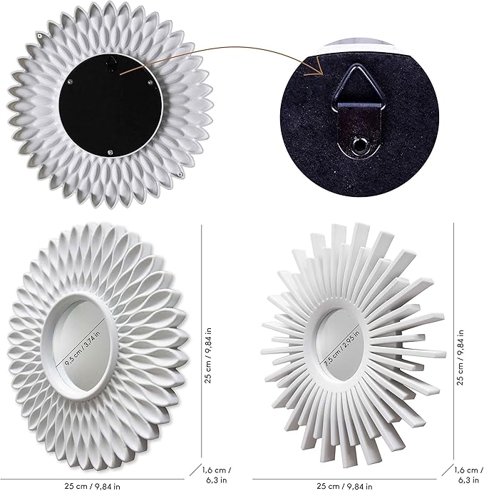 BONNYCO Wall Mirrors Pack of 3, Round White Mirrors for Home Decor, Bedroom and Room. Espejos Decorativos de Pared Sala Dormitorio, Circle Wall Decor Minimalist Vintage, Chic. Gifts for Women Mums