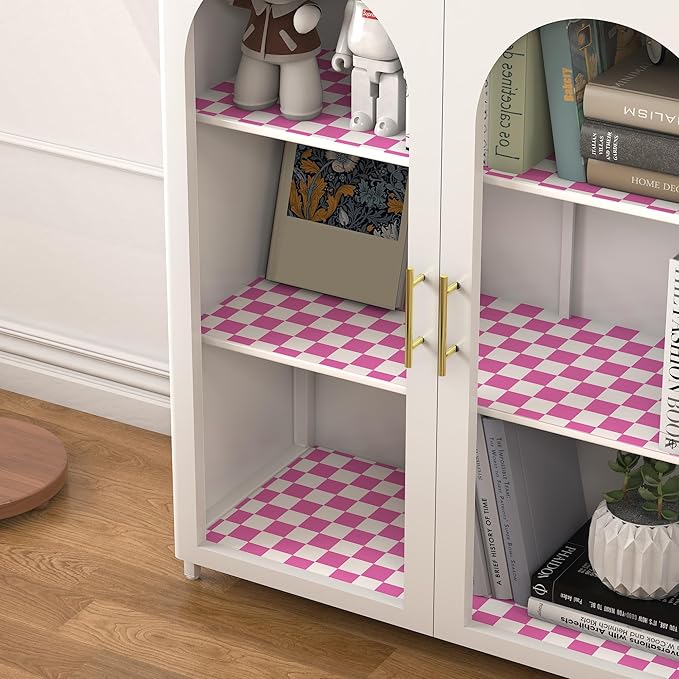 Modern Peel and Stick Wallpaper Pink and White Mosaic Checkered Contact Paper 17.7