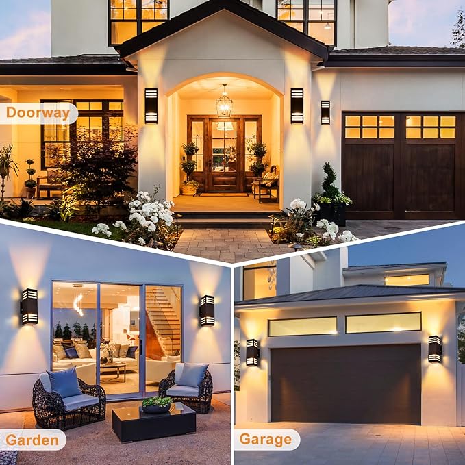 Housen Solutions LED Dusk to Dawn Outdoor Lighting 2 Pack, Up Down Outdoor Wall Lights with Bulbs, IP65 Waterproof Sensor Exterior Light Fixture Wall Sconce for Porch, Bronze