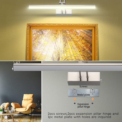Picture Light,Picture Lights for Wall Cordless,16" Picture Lights with Timer and Dimmable,Battery Wall Lights for Display Gallery Painting Art Frame Portrait-Nickel