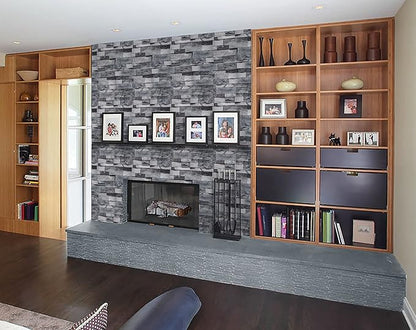 Timeet Grey Brick Wallpaper Peel and Stick Wallpaper Vintage Brick Wallpaper 17.7”X 393.7” Self-Adhesive Removable Wallpaper for Kitchen Bedroom Living Room Decoration