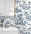 NextWall Chateau Toile Peel and Stick Wallpaper (Navy Blue)