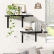 Fun Memories Floating Shelves for Wall, 12 Inch Deep Floating Shelves Set of 2, Wall Mounted Shelf with Metal Brackets, Rustic Wood Wide Shelf for Bathroom, Kitchen and Living Room, Black, 16W x 12D