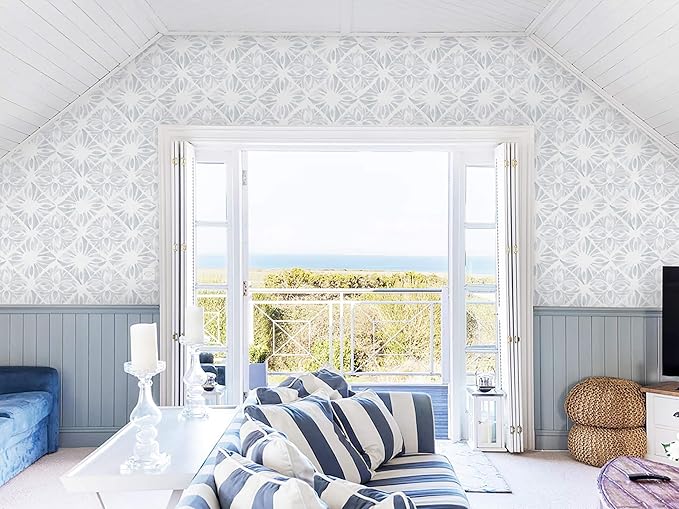 Blue Wallpaper Coastal Peel and Stick Wallpaper Boho 197