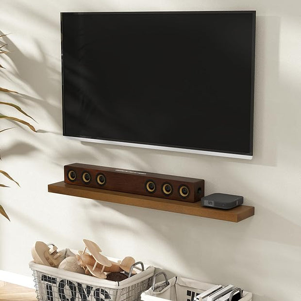 Marsmiles Wood Floating Shelves | 55 Inch Rustic Dark Wood Wall Shelves Set of 1 | 55" W x 7.7" D x 1.6" H Wooden Shelves for Bathroom Living Room Kitchen