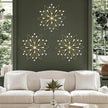ZEXUIRU 3 Pack Gold Sunburst Wall Decor – Metal Crystal Wall Art with Sparkling Rhinestones, 14’’/18 Inch Starburst Wall Hanging Set for Living Room Bedroom Bathroom – Modern Bling Home Decorations