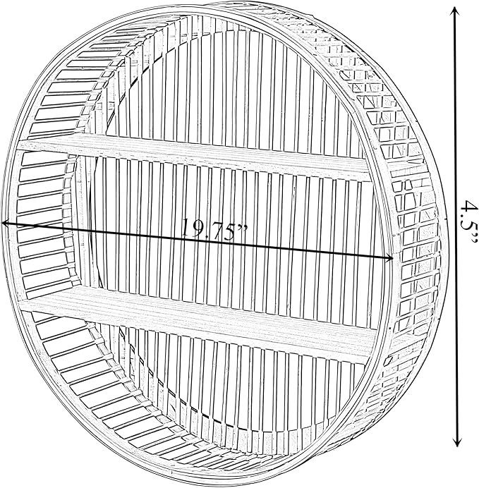 Vintiquewise Decorative Rattan Round Display Shelf with 2 Shelves for The Dining Room, Living Room, or Office.