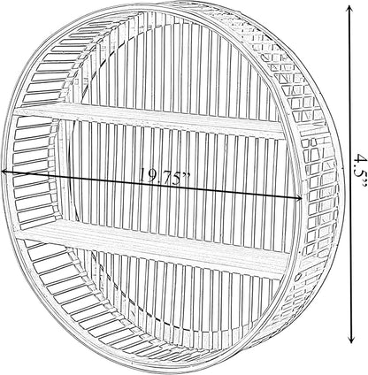 Vintiquewise Decorative Rattan Round Display Shelf with 2 Shelves for The Dining Room, Living Room, or Office.