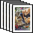 upsimples 20x28 Picture Frame Set of 5, Display Poster 16x24 with Mat or 50.8x71.1 cm Without, Wall Hanging 1000 Pieces Puzzles Frames, Black