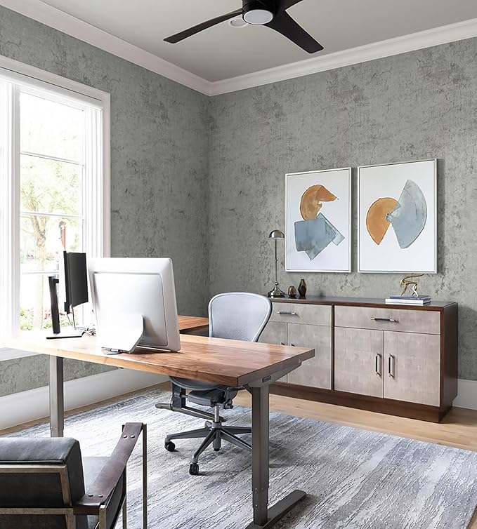 Guvana Grey Concrete Wallpaper Peel and Stick Gray Cement Wallpaper Faux Textured Limewash Contact Paper Modern Self Adhesive Removable Wall Paper for Bedroom/Bathroom Accent Wall Decor 15.7