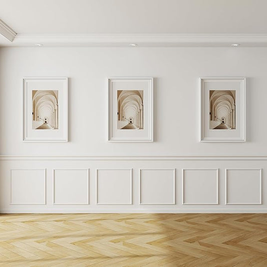 Accent Wall Molding Kit Premade Wainscoting Panels Wall Molding Peel and Stick Panel White Pre Cut Trim for Walls Picture Frame Molding for Home Decoration(6 Set,20 x 20 Inch)