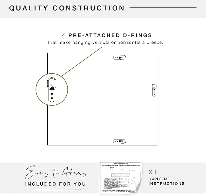 MCS Ezra 22.66x28.66 Large Wall Mirror, Brushed Nickel & Beveled Detail Mirror, Vertical & Horizontal Wall Hanging Mirror for Bathroom, Bedroom & Livingroom