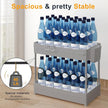 2 Pack Under Sink Organizer, Under Bathroom Cabinet Organizer with Hooks Hanging Cup, Multi-Purpose Storage Shelf for Kitchen Bathroom (Gray, 14.8 Inch)