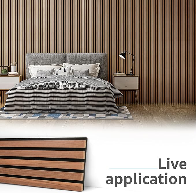 Art3d 6-Piece Wood Slat Acoustic Panels for Stylish Decor and Noise Reduction, 3D Textured Panel for Ceiling and Wall, Walnut