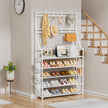 OYREL Shoe Rack 5 Tier Shoe Racks Organizer 20-25 Pairs Shoes Rack for Closet Entrance Shoe Storage Shelf with Hooks and Side Pocket Entryway Shoe Holder Space Saving Free Standing Shoe Racks