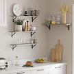 DINZI LVJ Wall Shelves, 23.6 x 7.9 x 6.1 Inch Floating Shelves for Wall, Set of 2, Easy-to-Install Wall Storage Ledges with Sturdy Metal Brackets for Living Room, Bathroom, Kitchen, Gray Wash