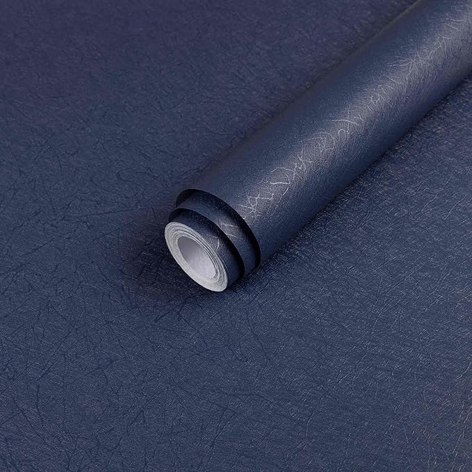 Dark Blue Peel and Stick Wallpaper Roll - Removable Waterproof Self Adhesive Contact Paper - Silk Boys Wall Covering Poster Board - Kitchen Countertop Vinyl Wrap for Bathroom Cabinet 15.7x196.8