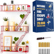 Fire Escape Wall Shelf – New York Decorative Floating Shelf – Wall Art Ladder Shelf – Red Metal Trinket Shelves for Bedroom, Home, Office, Storage and Display (3-Tier)