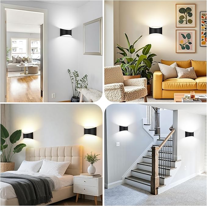 FOLKSMATE Battery Operated Wall Sconces Set of 4, Rechargeable Remote & Touch Control Wall Lamps, 3 Color Temperatures, Cordless Dimmable Lamp for Bedroom, Living Room, Hallway