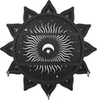 Chakra Lotus Flower Crystal Display Shelf with LED Light, Witchy Home Decor Boho Decorative Wall Mounted Trinket Shelf Wooden Sun Moon Shelf Rock Case Stone Storage Floating Hanging Holder