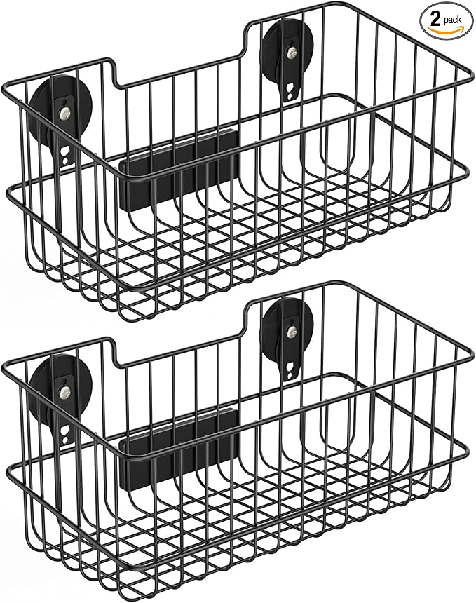 ULIBERMAGNET Magnetic Baskets, Large Capacity Metal Wire Mesh Basket Holder Organizer for Sundry Tool Storage, Magnetic Shelf for Garage, Laundry, Kitchen, Workshop, Cabinet(2 Pack)