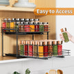 RCHYFEED Spice Rack Organizer for Cabinet, 2 Tier Slide out Spice Organization for Inside Cabinets & Pantry, Heavy Duty Adjustable Metal Spice Racks for Seasoning Organizer (13.5