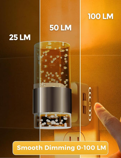 L LOHAS LED Night Light,Dimmable Night Lights Plug into Wall, 2 Pack Acrylic Nightlights with 0-100 LM Adjustable Brightness, Amber Plug in Night Light with Dusk to Dawn Sensor, for Bathroom Hallway