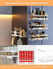 Spice Rack Wall Mount with Hooks - Spice Racks Organizer for Cabinet Storage, Wall Mounted Hanging Shelf Seasoning Organizer, for Kitchen, Pantry Door, Bathroom (White, 4 Pack)