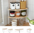 Corner Shelf Countertop Organizer - Set of 2 Corner Shelves for Kitchen Cabinet Organizer, Spice Rack, Stackable Bathroom Stand and Storage, Sink Rack, Corner Cabinet, Counter Decor, Natural Beige