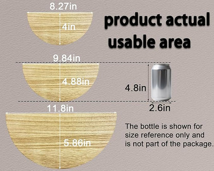 Solid Wood Half Round Floating Wall Shelves | Elegant Floating Shelves, Elevate Your Space. Perfect for Living Rooms, Bathrooms, Bedrooms, Offices, Children's Rooms Light Brown