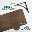 Willowy Reinforced Steel Bracket Dark Brown Shelf - Easy to Install, Template and Video Included - Brown Bathroom Shelves, Bedroom Wall Decor, Bathroom Shelf Over Toilet