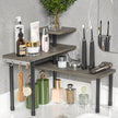 ZHWS Kitchen Countertop Organizer, Bathroom Counter Organizer, Adjustable 3 Tier Corner Shelf with 4 Metal Hooks for Counter Organize, Spice Rack, Makeups, Coffee Station Bookshelf (Rustic Grey)