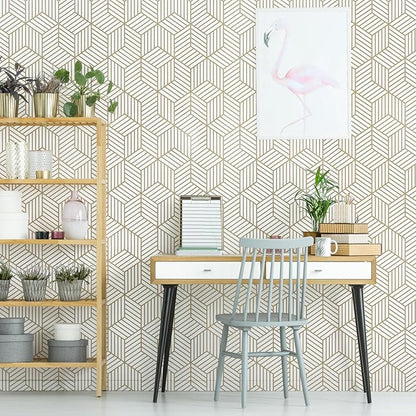 WENMER Geometric Hexagon Peel and Stick Wallpaper - 17.71 Inch x 590 Inch Removable Self-Adhesive Vinyl Film for Home Use